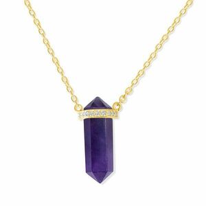 Colier din argint Golden Hexagon Amethyst imagine