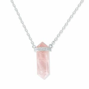 Colier din argint Silver Hexagon Rose Quartz imagine