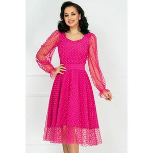 Rochie eleganta de ocazie ciclam acoperita de tulle cu buline imagine