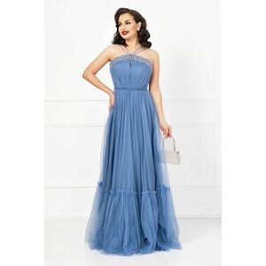 Rochie de seara Christine bleu cu model din strassuri imagine