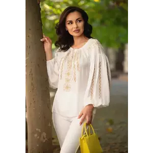 Bluza Effect ivoire tip ie cu broderie aurie imagine