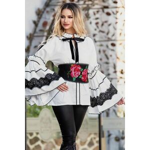 Bluza tip ie alba traditionala cu insertii din dantela imagine