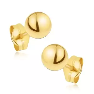 Cercei din aur galben 14K - bile netede lucioase, 5mm imagine