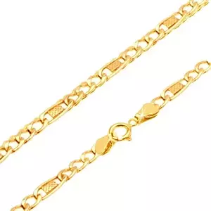 Lanț din aur galben 14K - trei ochiuri, za ovală cu plasă, 450 mm imagine