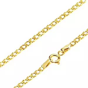Lanț aur galben 14K - zale ovale decorate cu încrețituri mici, 450 mm imagine