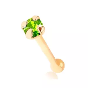 Piercing de nas realizat din aur galben de 9K - zirconiu strălucitor verde deschis imagine