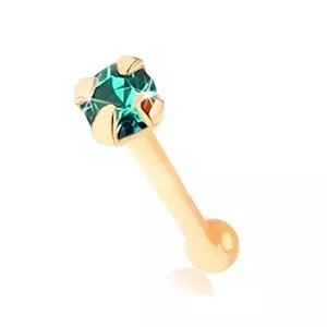 Piercing drept pentru nas realizat din aur galben de 9K, zirconiu rotund verde smarald imagine