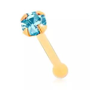 Piercing pentru nas din aur 585, drept - zirconiu strălucitor de culoare aquamarine, 1, 5 mm imagine