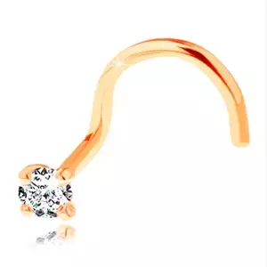 Piercing îndoit pentru nas, realizat din aur galben de 14K - diamant, 2 mm imagine