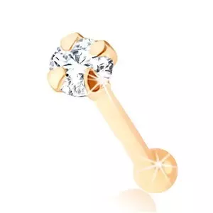 Piercing pentru nas din aur galben 14K - zirconiu transparent, strălucitor, 2, 5 mm imagine