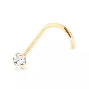 Piercing pentru nas, din aur galben de 9K, diamant strălucitor, transparent, 2 mm imagine