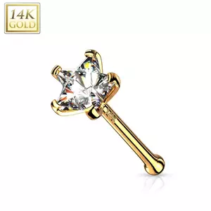 Piercing din aur galben 585 pentru nas - zirconiu transparent în formă de stea imagine