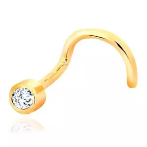 Piercing pentru nas din aur de 14K - formă îndoită, zirconiu transparent în montură imagine