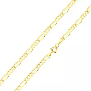 Lanț din aur 14K, model Figaro - zală alungită, trei zale ovale, 450 mm imagine