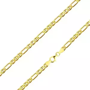 Lanț din aur galben 14K - zală alungită, trei zale ovale cu bețe, 550 mm imagine