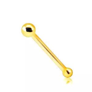 Piercing pentru nas de aur 9K - bara dreaptă cu o bilă lucioasă, 1 mm imagine