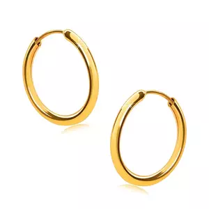 Cercei din aur 14K, cercuri, umeri rotunzi, suprafață netedă și strălucitoare, 14 mm imagine