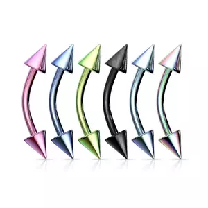 Piercing pentru sprâncene, din oțel 316L, cu vârfuri - tehnologie de acoperire PVD, lățime 1, 6 mm, lungime 8 mm - Culoare: Albastru imagine