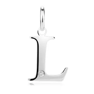 Pandantiv cu diamant din argint 925 – litera L mare, diamant rotund imagine