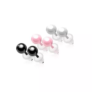 Cercei din ceramică - bile, închidere cu împingere înapoi, 4 mm - Culoare: Alb imagine