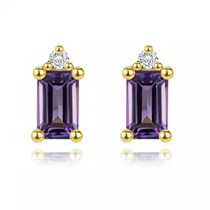 Cercei din aur de 14K cu ametist mov și diamant imagine