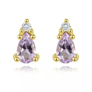 Cercei din aur de 14K cu lacrimă de ametist și diamant imagine