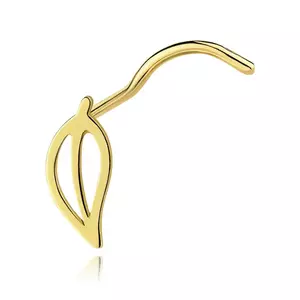 Piercing pentru nas din aur de 14K cu motiv de frunze imagine