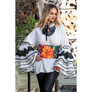 Bluza de contesa pretioasa alba cu volane din organza si dantela imagine