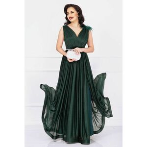 Rochie de nasa Maia verde lunga eleganta cu sclipici si accesoriu cu fulgi imagine