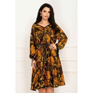 Rochie de zi satinata in clos cu imprimeu tomnatic imagine