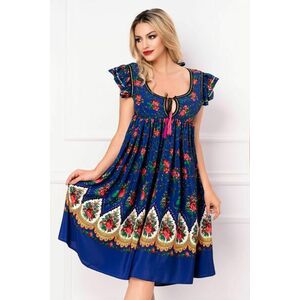 Rochie Venezia lejera albastra cu decupaj la spate si imprimeu floral imagine