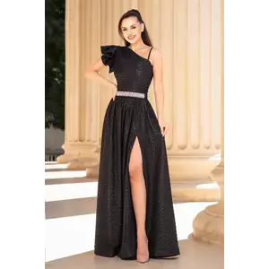 Rochie eleganta neagra Amanda din jacquard creponat imagine