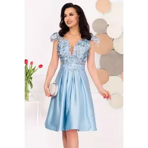 Rochie de ocazie eleganta bleu in clos Liana cu flori 3D imagine