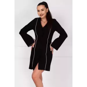 Rochie de ocazie tip sacou cu benzi pretioase din strassuri imagine