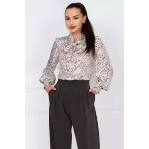 Bluza dama alba cu imprimeu floral si guler tip esarfa imagine