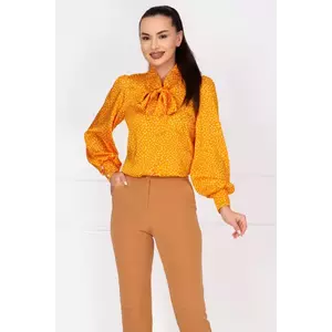 Bluza dama eleganta galbena cu buline si guler tip esarfa imagine