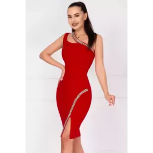 Rochie de ocazie rosie Florence decorata cu pietre sclipitoare imagine