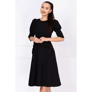 Rochie de zi in clos neagra Helene cu fundite decorative imagine
