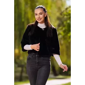 Capa neagra eleganta din blana ecologica imagine