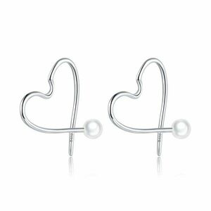 Cercei din argint Pearl Heart Hoop imagine
