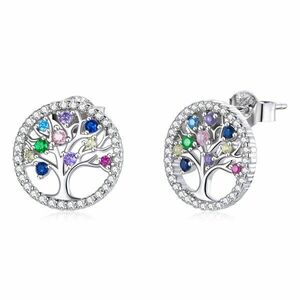 Cercei din argint Multicolored Tree of Life imagine
