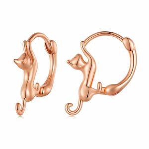 Cercei din argint Rose Gold Climbing Cat imagine