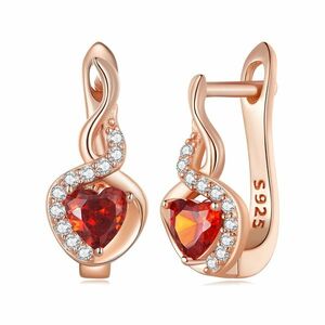 Cercei din argint Rose Gold Burning Heart imagine