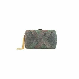 Gentuta Mica de Dama, Design Elegant, Material Glamour, Tip Clutch, cu Lantisor, Gri Metal imagine