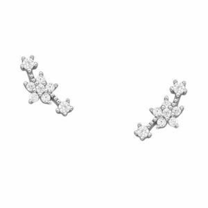 Cercei din argint 925, cu închidere push-back și zirconiu cubic, model Flori, 0.6g imagine