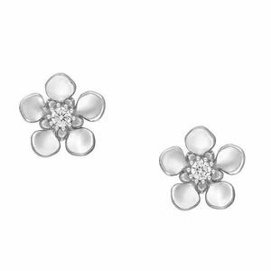 Cercei din argint 925, cu închidere push-back și zirconiu cubic, model Flori, 1.1g imagine