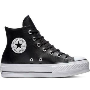 Tenisi cu platforma femei Converse Chuck Taylor All Star Lift Leather High Top 561675C, 37.5, Negru imagine