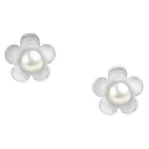 Cercei din argint 925 Sterling, model Floare cu perlă decorativă - 0.6 g imagine