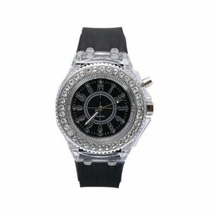 Ceas Activ Led, Jocuri de lumina 7 culori, 4 moduri flash, MyStyle Fashion Crystal Clasic Watch Black imagine