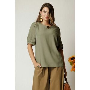 Bluza kaki din viscoza cu croi drept imagine